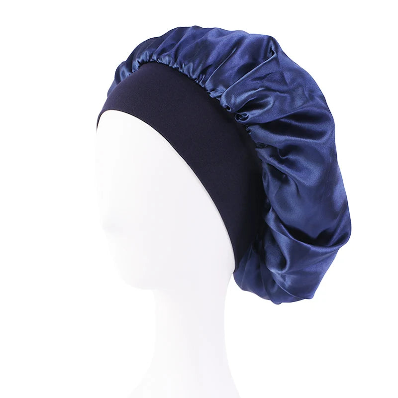 New Women's Satin Solid Wide-brimmed Sleeping Hat