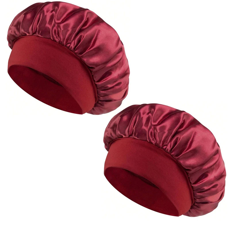 New Women's Satin Solid Wide-brimmed Sleeping Hat