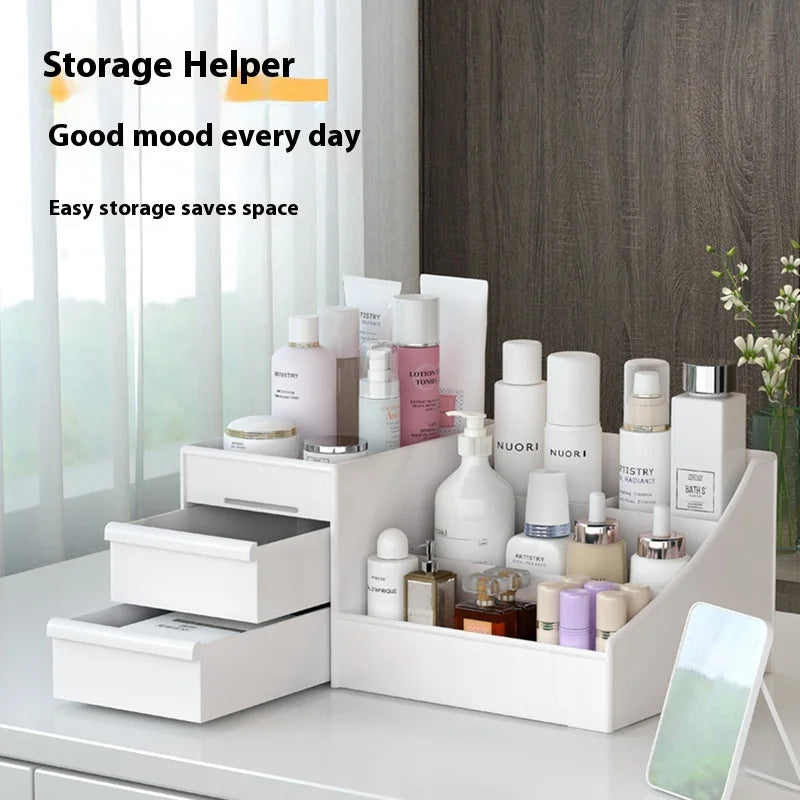 European New Drawer Cosmetic Case Dorm Organization Plastic Storage Rack Cosmetics Skin Care Dresser Table Storage Box