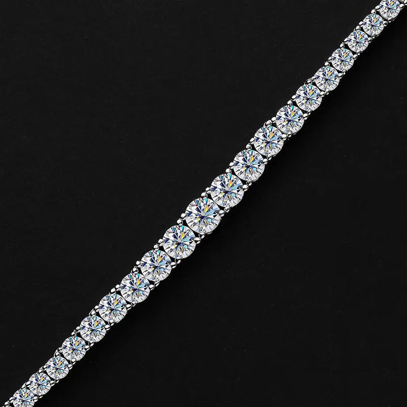 KNOBSPIN Moissanite Tennis Necklace for Woman Wedding Jewely with Certificate 925 Sterling Sliver Plated 18k White Gold Necklace