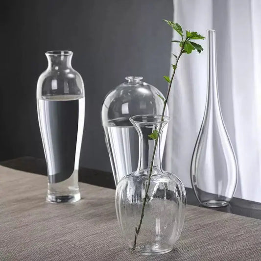 Contemporary Glass Bud Vases Zen Home Decor Transparent Cylinder Shaped Vase for One-Branch Ikebana Arrangements Tabletop Center