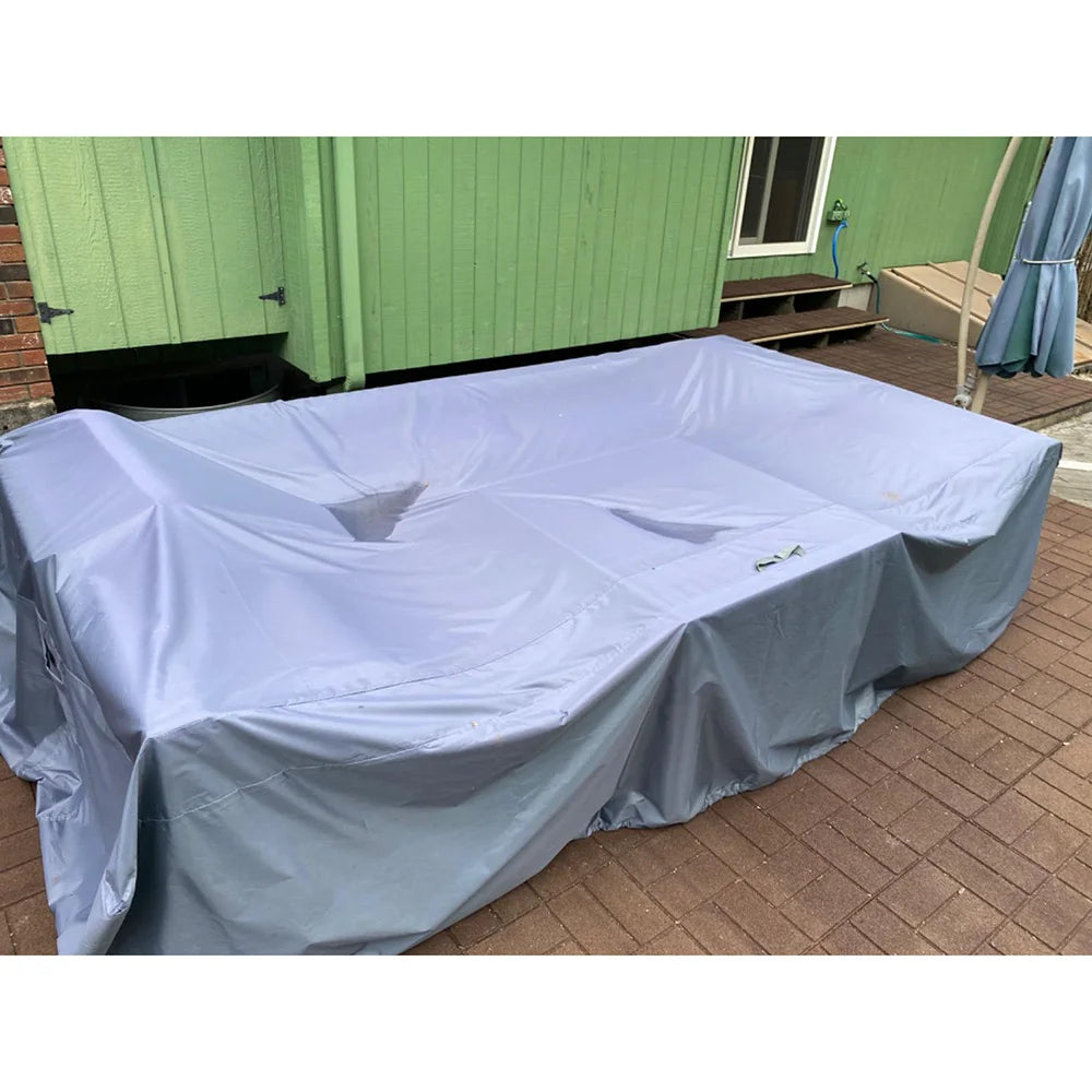 Outdoor Furniture Cover with Handles and Durable Hem Cord   Waterproof UV Resistant Fabric Table and Chair Sofa Covers