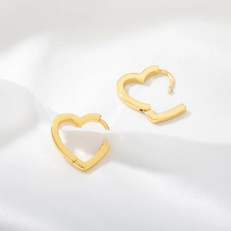 Simple Heart Drop Earrings For Women Stainless Steel Brand Fashion Ear Cuff Piercing Dangle Earring Jewelry Gifts Bijoux Femme