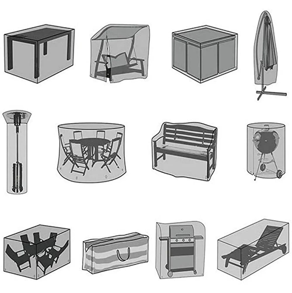 Outdoor Furniture Cover with Handles and Durable Hem Cord   Waterproof UV Resistant Fabric Table and Chair Sofa Covers