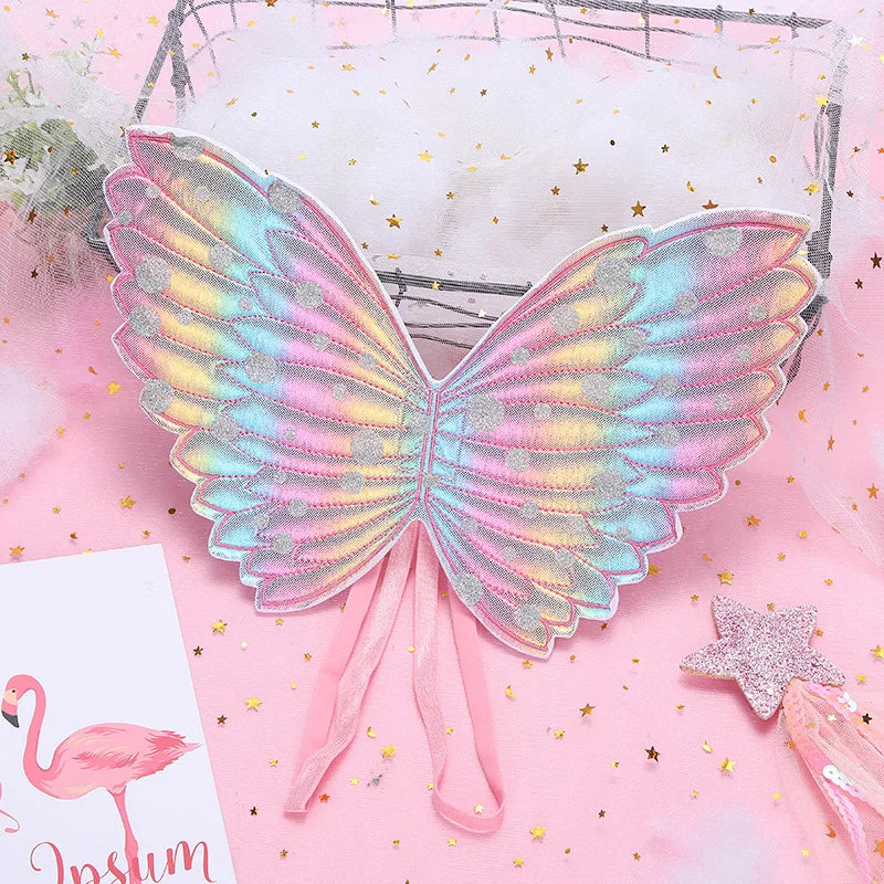 Rainbow Unicorn Dress with Flower Angel Wings Party Dress Princess Costume Cosplay Pony Ball Gown Baby Kids Dresses for Girls