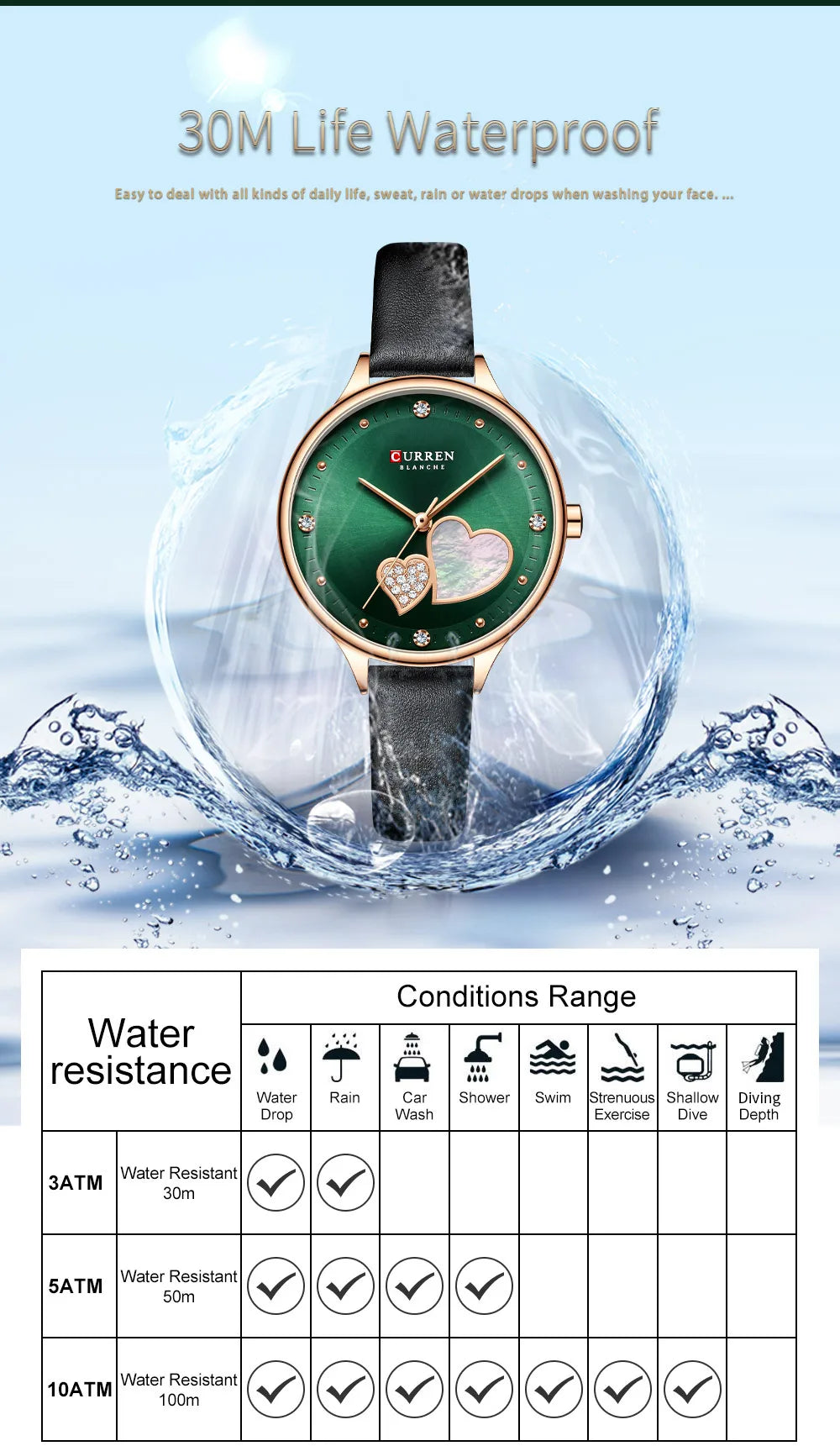 CURREN Watches Women Fashion Leather Quartz Wristwatch Charming Rhinestone Female Clock Zegarki Damskie