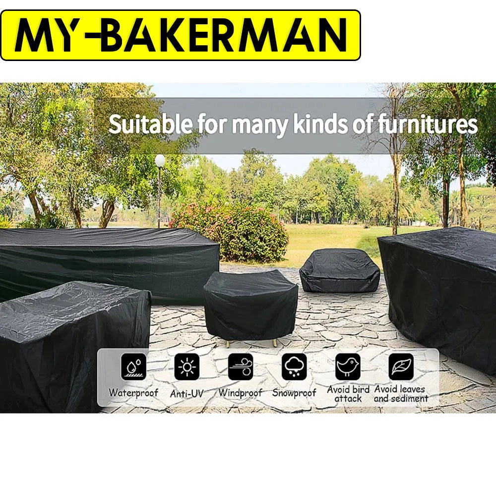 Outdoor Furniture Cover with Handles and Durable Hem Cord   Waterproof UV Resistant Fabric Table and Chair Sofa Covers