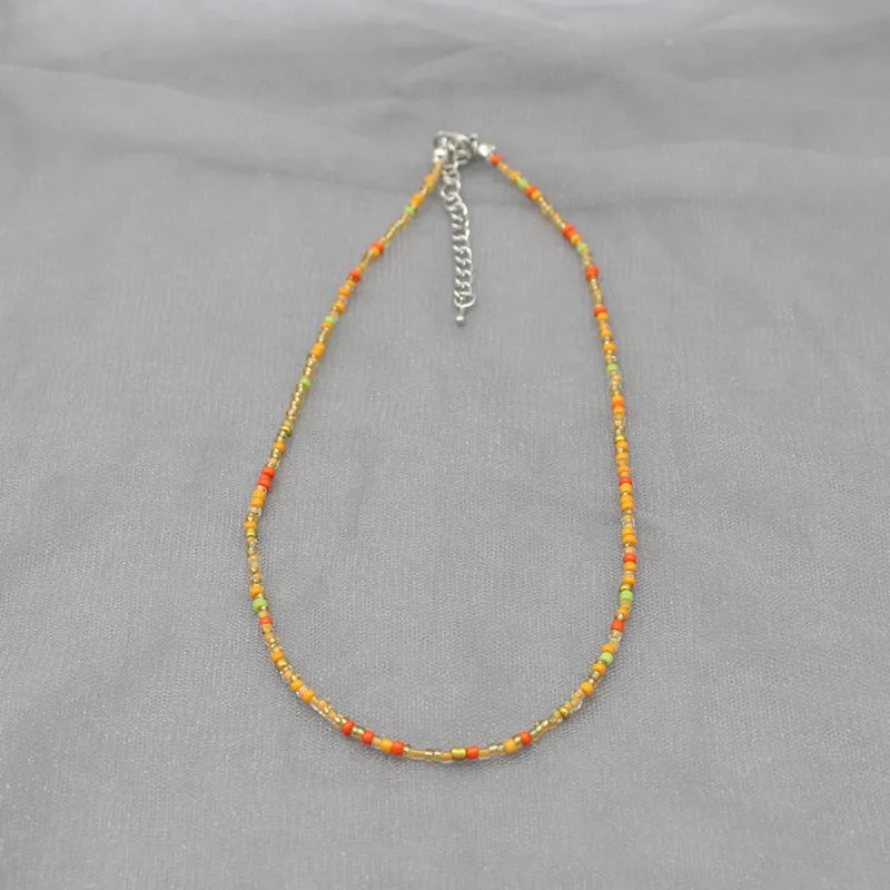 Simple Seed Beads Strand Choker Necklace Women String  Collar Charm Colorful Handmade Bohemia Collier Femme Jewelry Gift