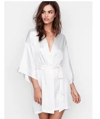 Summer Champagne Chinese Bride Wedding Robe Satin Sleepwear Women Nightgown Sexy Nightdress Lady Kimono Bathrobe Gown Negligee