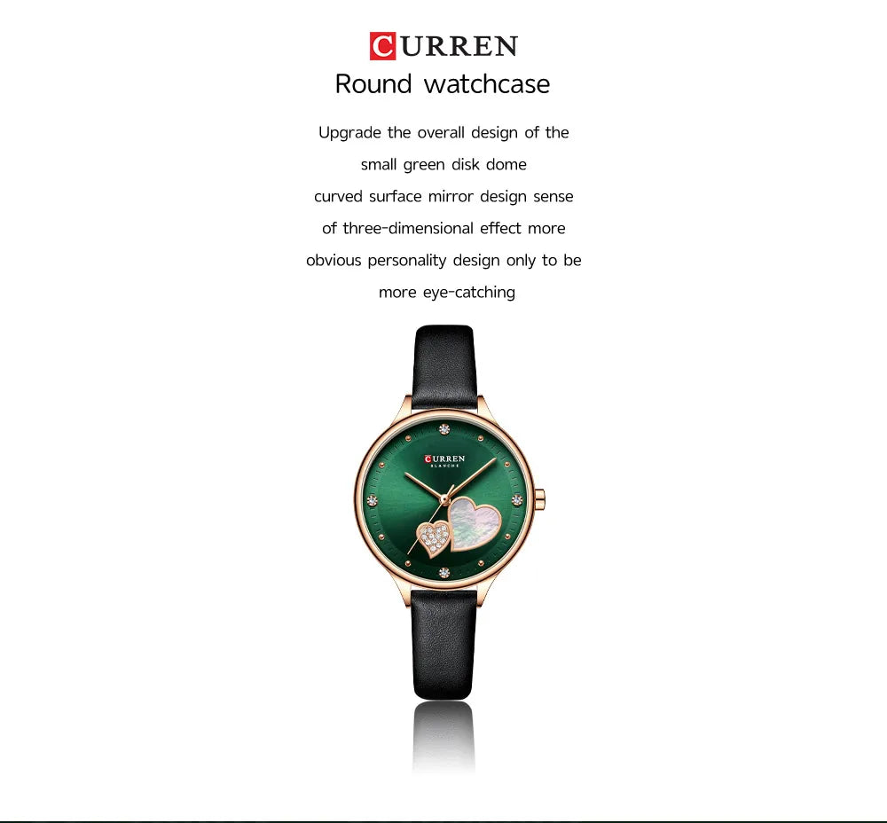 CURREN Watches Women Fashion Leather Quartz Wristwatch Charming Rhinestone Female Clock Zegarki Damskie