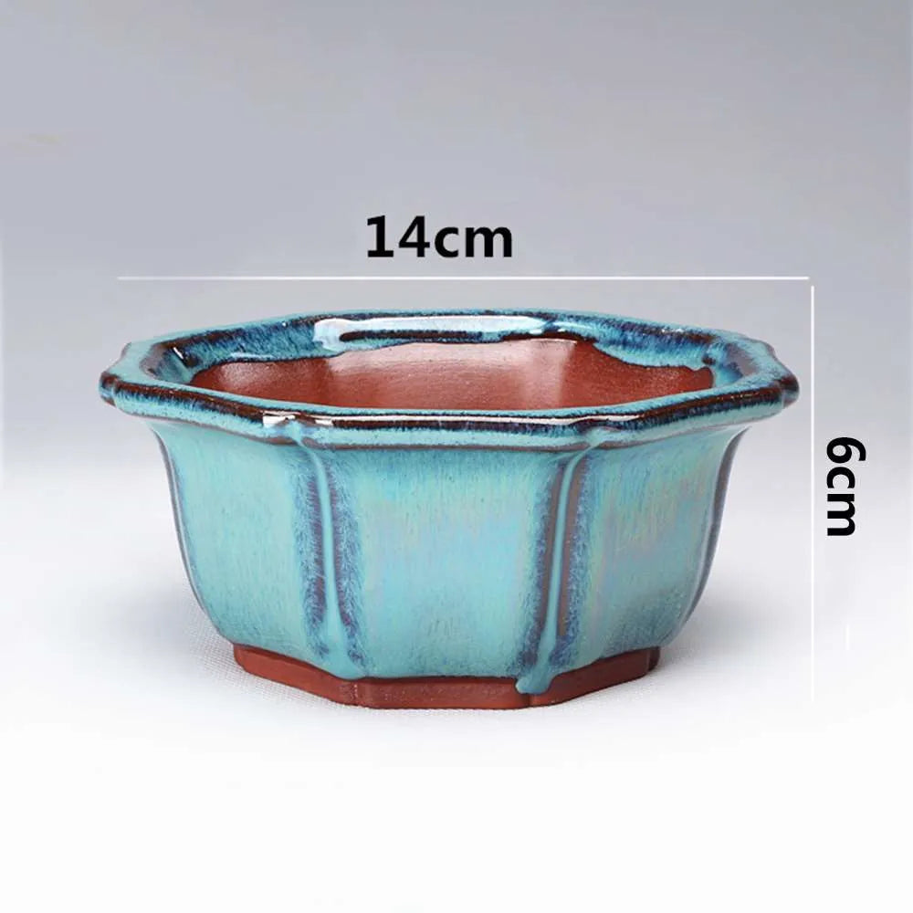 Chinese Style Bonsai Pots Breathable Stoneware Bonsai Pots With Holes Chinese Style Bonsai Training Flowerpot Ceramic Crafts