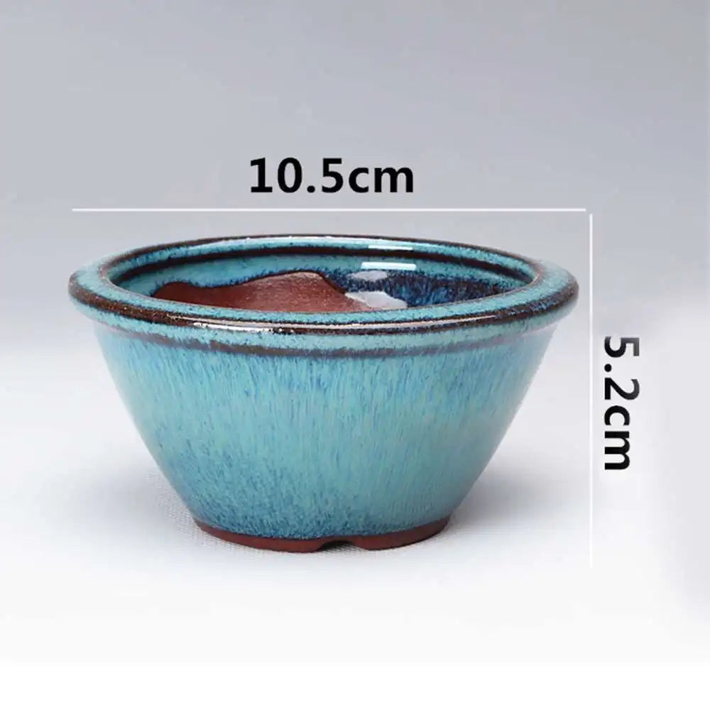 Chinese Style Bonsai Pots Breathable Stoneware Bonsai Pots With Holes Chinese Style Bonsai Training Flowerpot Ceramic Crafts