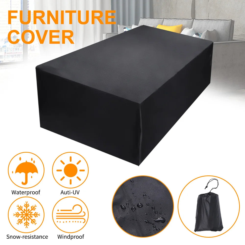 Outdoor Furniture Cover with Handles and Durable Hem Cord   Waterproof UV Resistant Fabric Table and Chair Sofa Covers