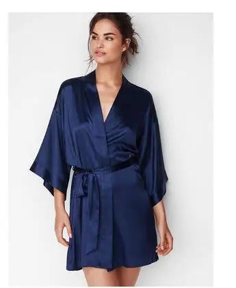 Summer Champagne Chinese Bride Wedding Robe Satin Sleepwear Women Nightgown Sexy Nightdress Lady Kimono Bathrobe Gown Negligee