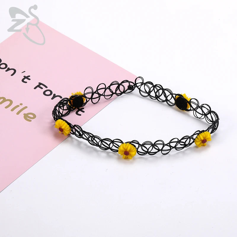 ZS 12Pcs Vintage Stretch Choker Necklace Lady Girl Tattoo Choker Necklace Punk Retro Gothic Elastic Necklaces for Women