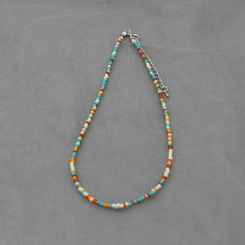 Simple Seed Beads Strand Choker Necklace Women String  Collar Charm Colorful Handmade Bohemia Collier Femme Jewelry Gift