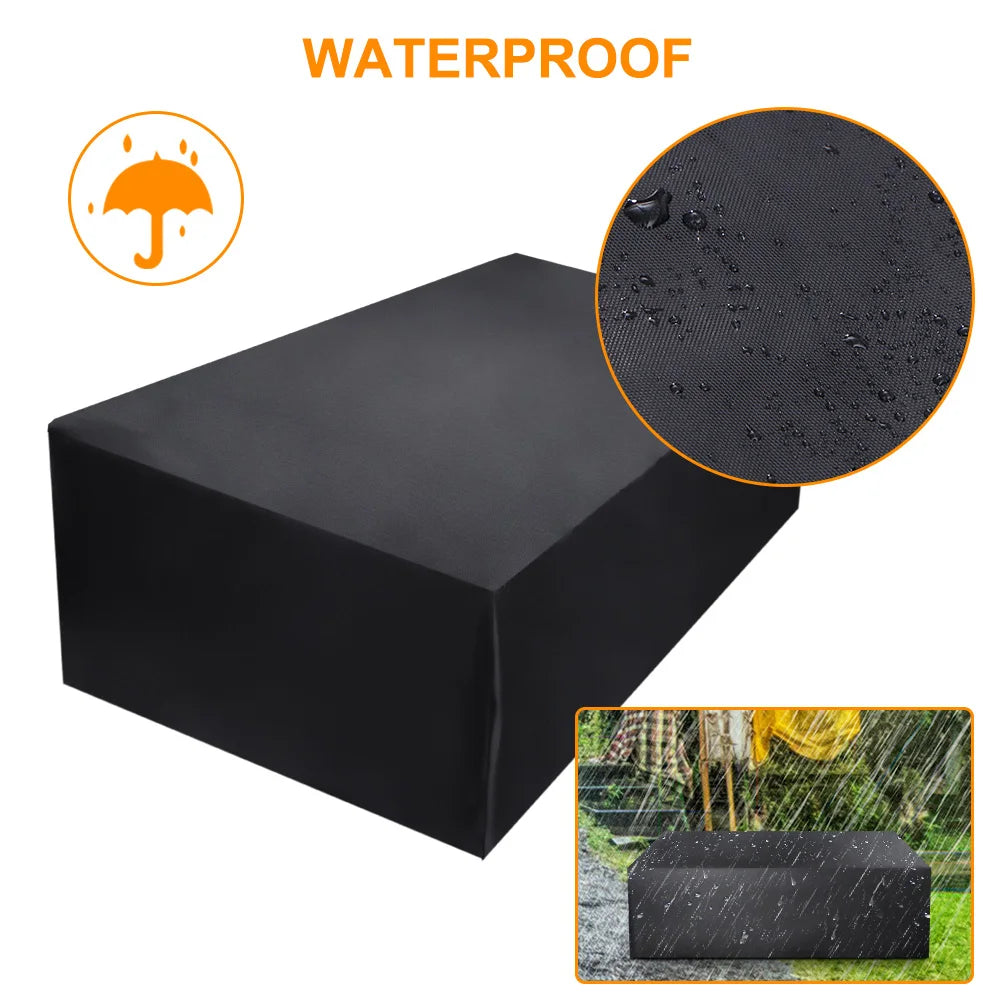 Outdoor Furniture Cover with Handles and Durable Hem Cord   Waterproof UV Resistant Fabric Table and Chair Sofa Covers