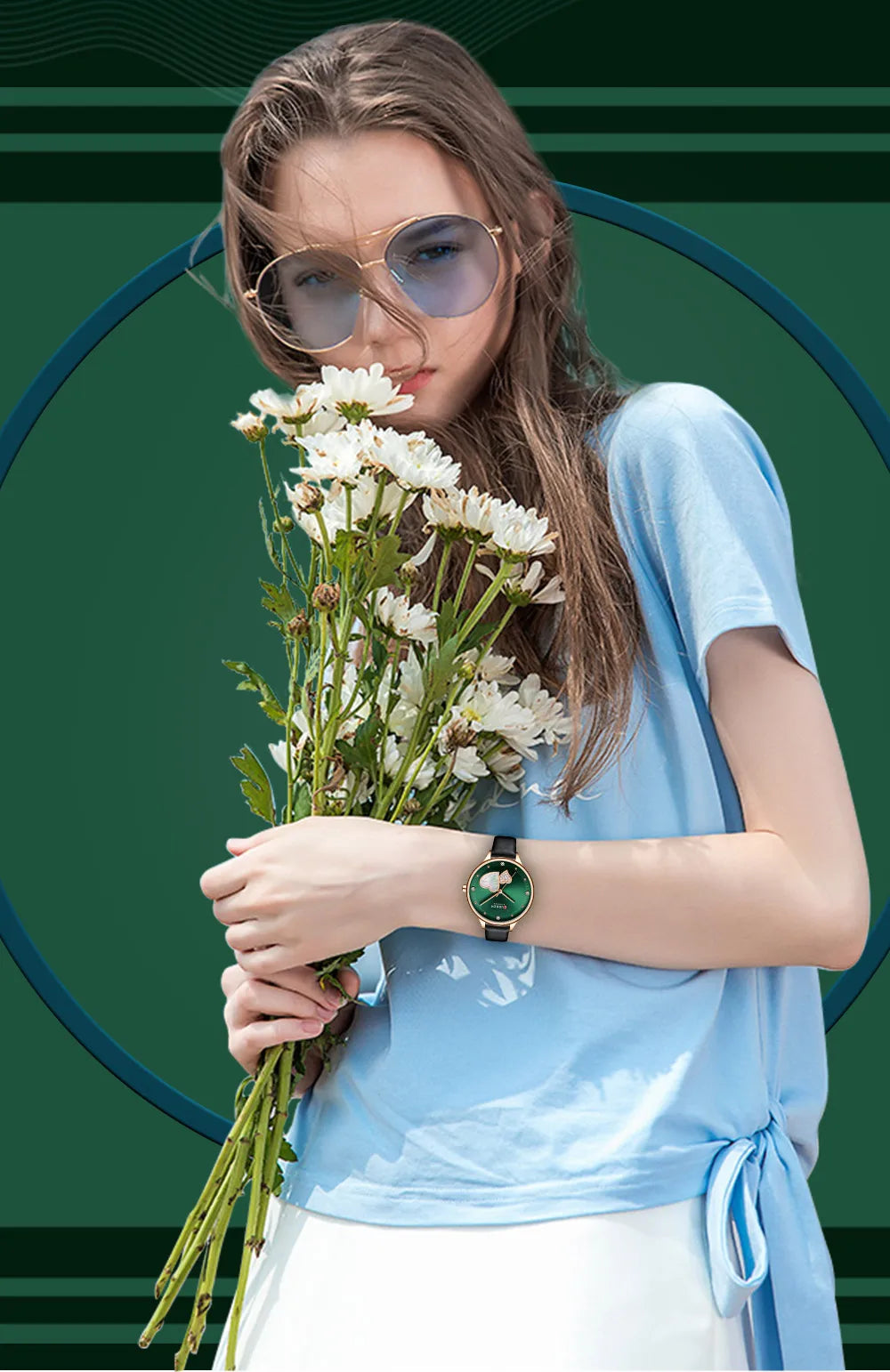 CURREN Watches Women Fashion Leather Quartz Wristwatch Charming Rhinestone Female Clock Zegarki Damskie
