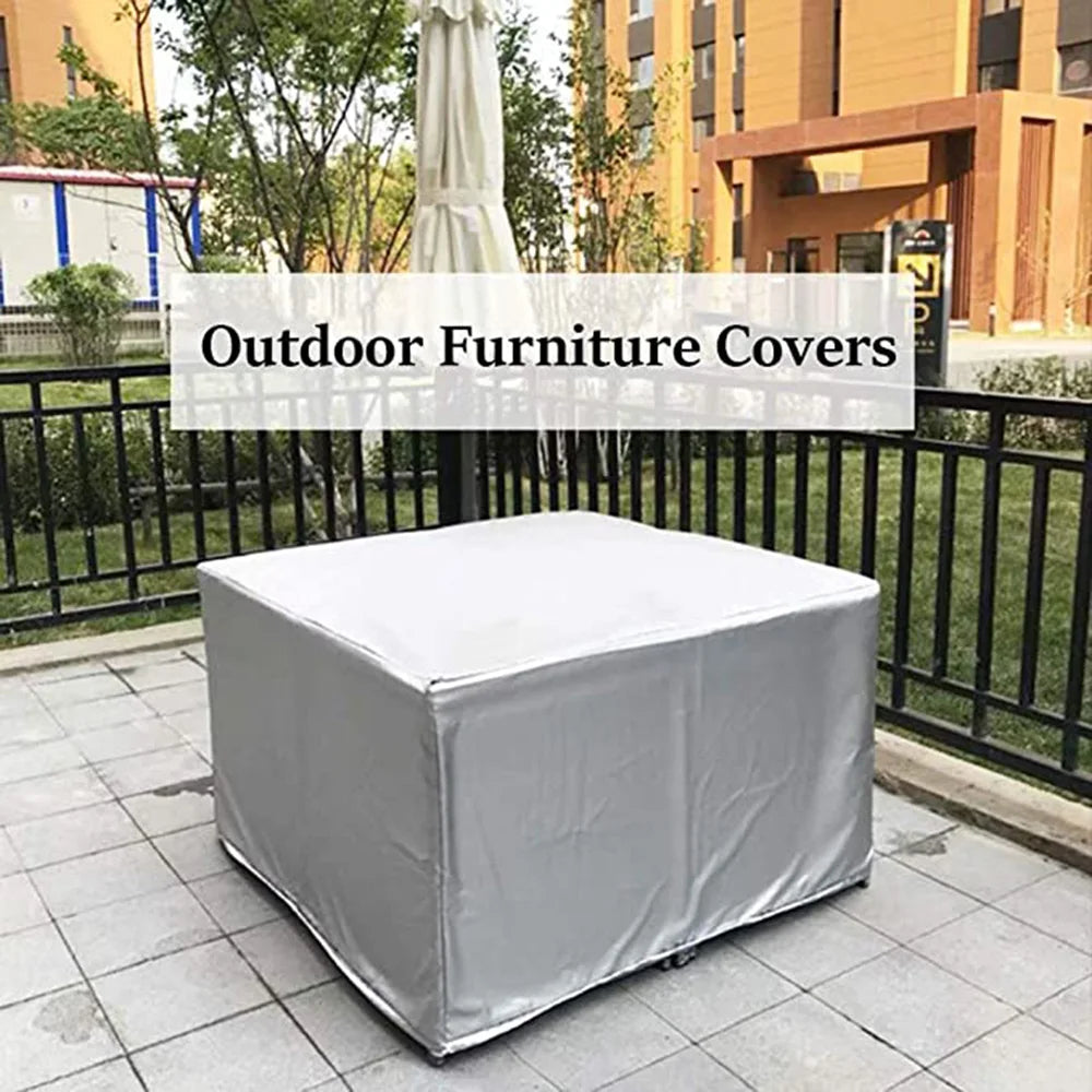 Outdoor Furniture Cover with Handles and Durable Hem Cord   Waterproof UV Resistant Fabric Table and Chair Sofa Covers