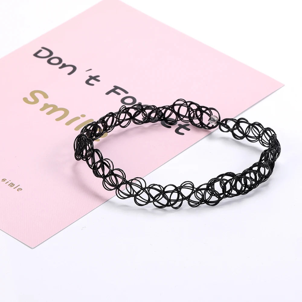 ZS 12Pcs Vintage Stretch Choker Necklace Lady Girl Tattoo Choker Necklace Punk Retro Gothic Elastic Necklaces for Women