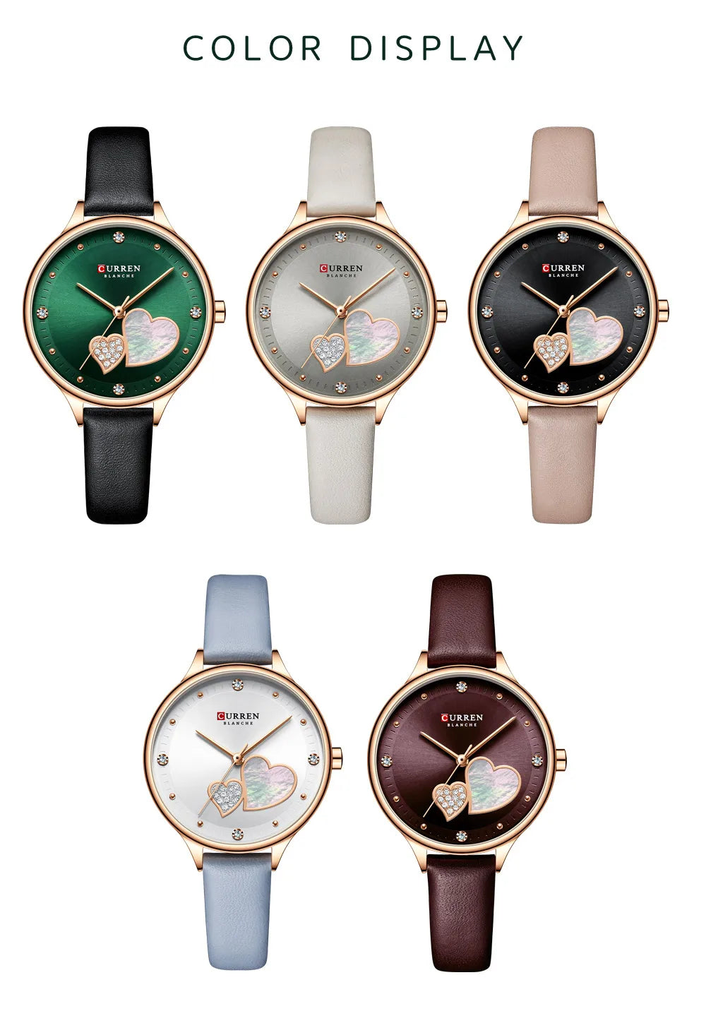 CURREN Watches Women Fashion Leather Quartz Wristwatch Charming Rhinestone Female Clock Zegarki Damskie