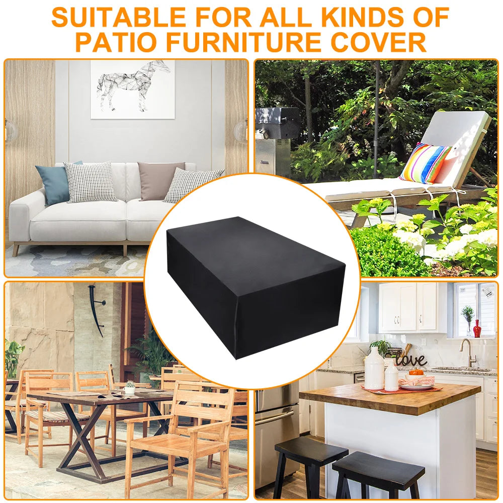 Outdoor Furniture Cover with Handles and Durable Hem Cord   Waterproof UV Resistant Fabric Table and Chair Sofa Covers