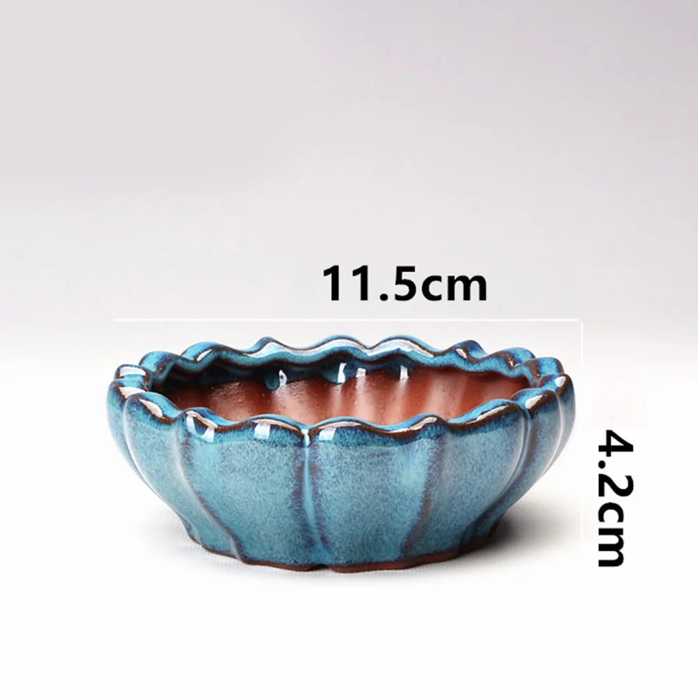 Chinese Style Bonsai Pots Breathable Stoneware Bonsai Pots With Holes Chinese Style Bonsai Training Flowerpot Ceramic Crafts