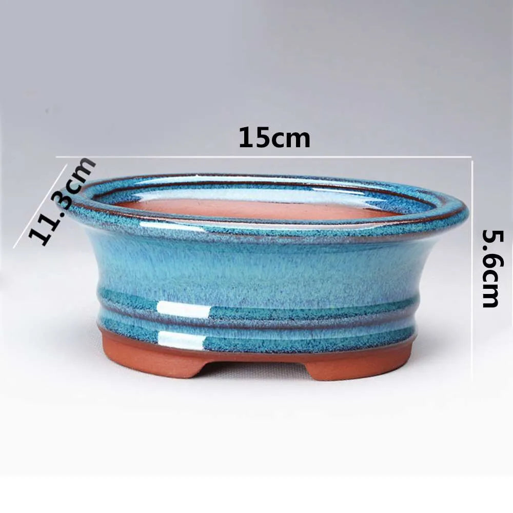 Chinese Style Bonsai Pots Breathable Stoneware Bonsai Pots With Holes Chinese Style Bonsai Training Flowerpot Ceramic Crafts
