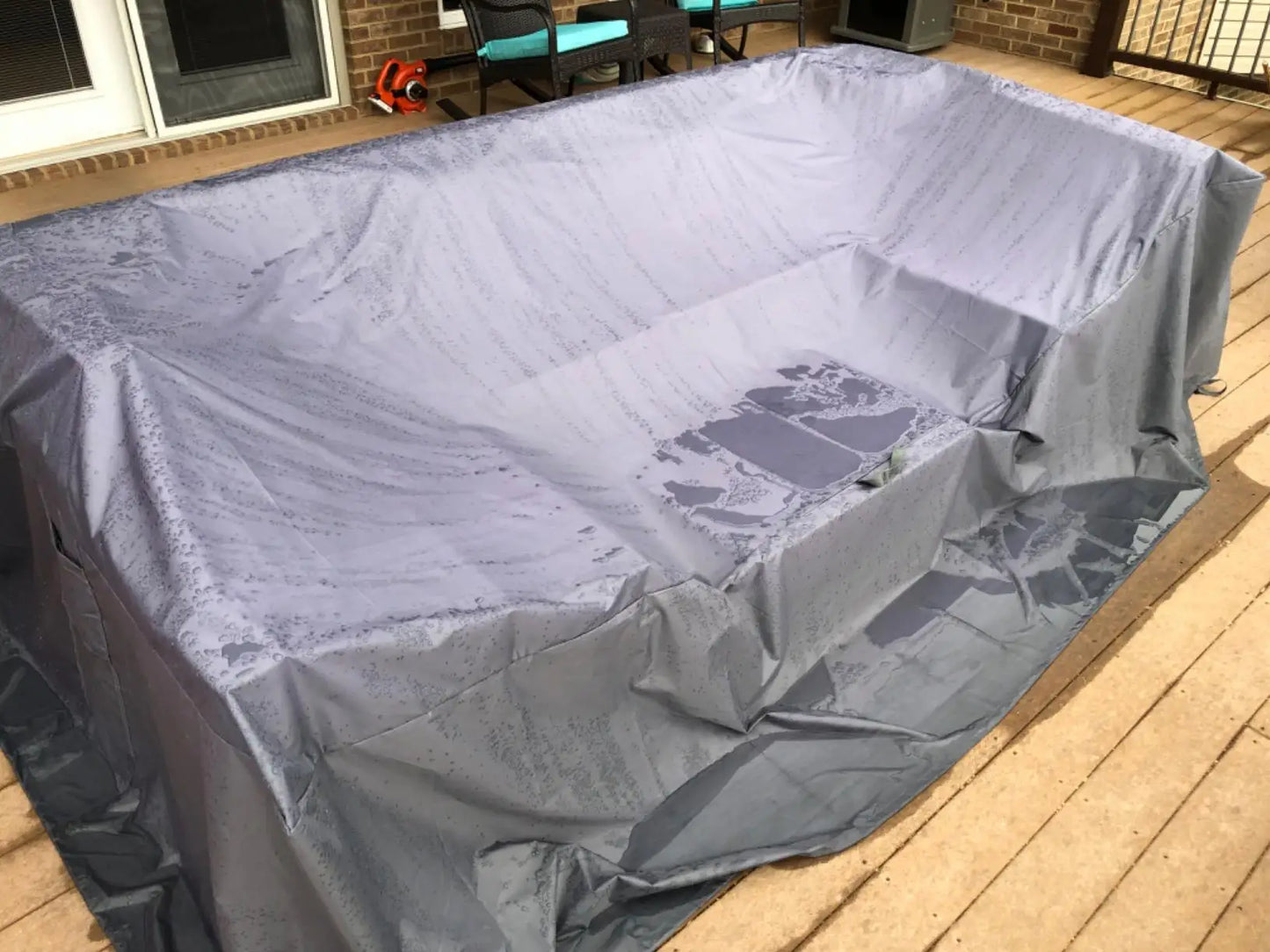 Outdoor Furniture Cover with Handles and Durable Hem Cord   Waterproof UV Resistant Fabric Table and Chair Sofa Covers