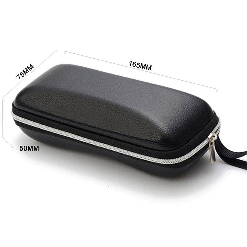 Luxury EVA Zipper Sunglasses Case High Quality Black PU Leather Protective Glasses Box