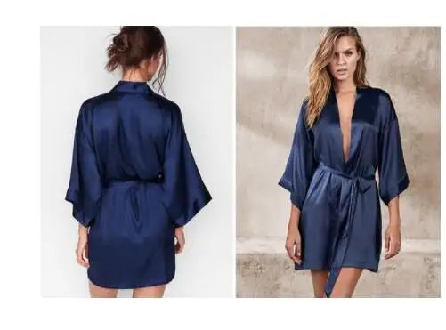 Summer Champagne Chinese Bride Wedding Robe Satin Sleepwear Women Nightgown Sexy Nightdress Lady Kimono Bathrobe Gown Negligee