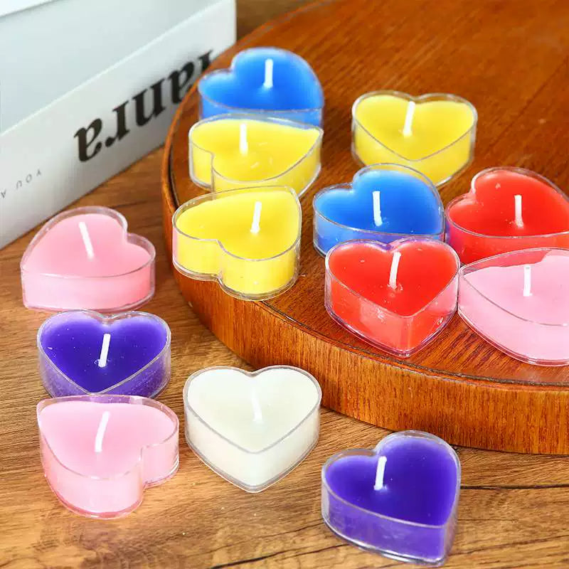 9Pcs Scented Aromatic Candle Smokeless Light Tea Wax Candles Gift Heart-Shape Wedding Festival Party Home Decoration Supplies