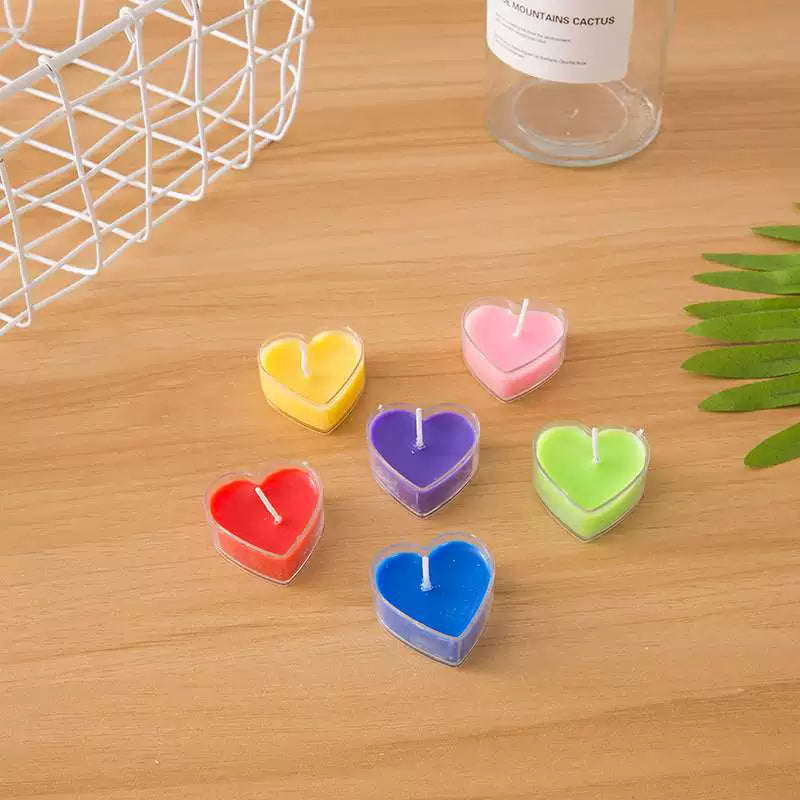 9Pcs Scented Aromatic Candle Smokeless Light Tea Wax Candles Gift Heart-Shape Wedding Festival Party Home Decoration Supplies