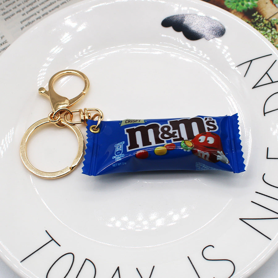 Simulation M Bean Chocolate Chocolate Key Chain Pendant Miniature M Bean Pendant Creative Food and Play Goods Gift Decoration