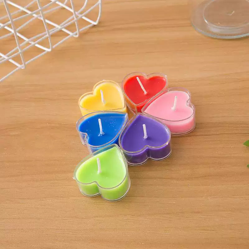 9Pcs Scented Aromatic Candle Smokeless Light Tea Wax Candles Gift Heart-Shape Wedding Festival Party Home Decoration Supplies