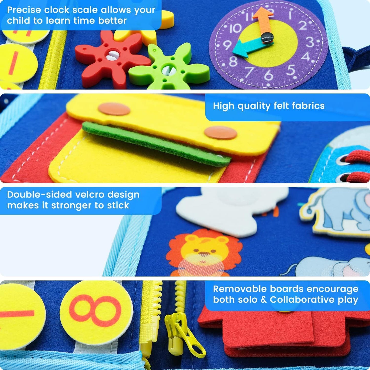 2026 New Montessori Busy Board Educational Activity Developing Sensory Board Fine Basic Dress Motor Skills Travel Toys Kids Gift