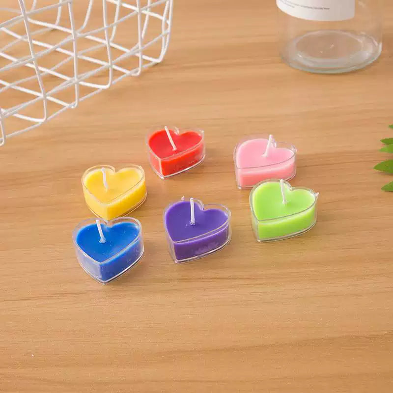 9Pcs Scented Aromatic Candle Smokeless Light Tea Wax Candles Gift Heart-Shape Wedding Festival Party Home Decoration Supplies