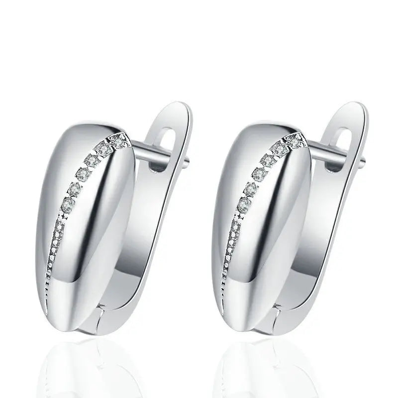 925 Sterling Silver Earrings Jewelry High Quality Retro Simple Pattern Purple White Zircon Earrings Hot Sale