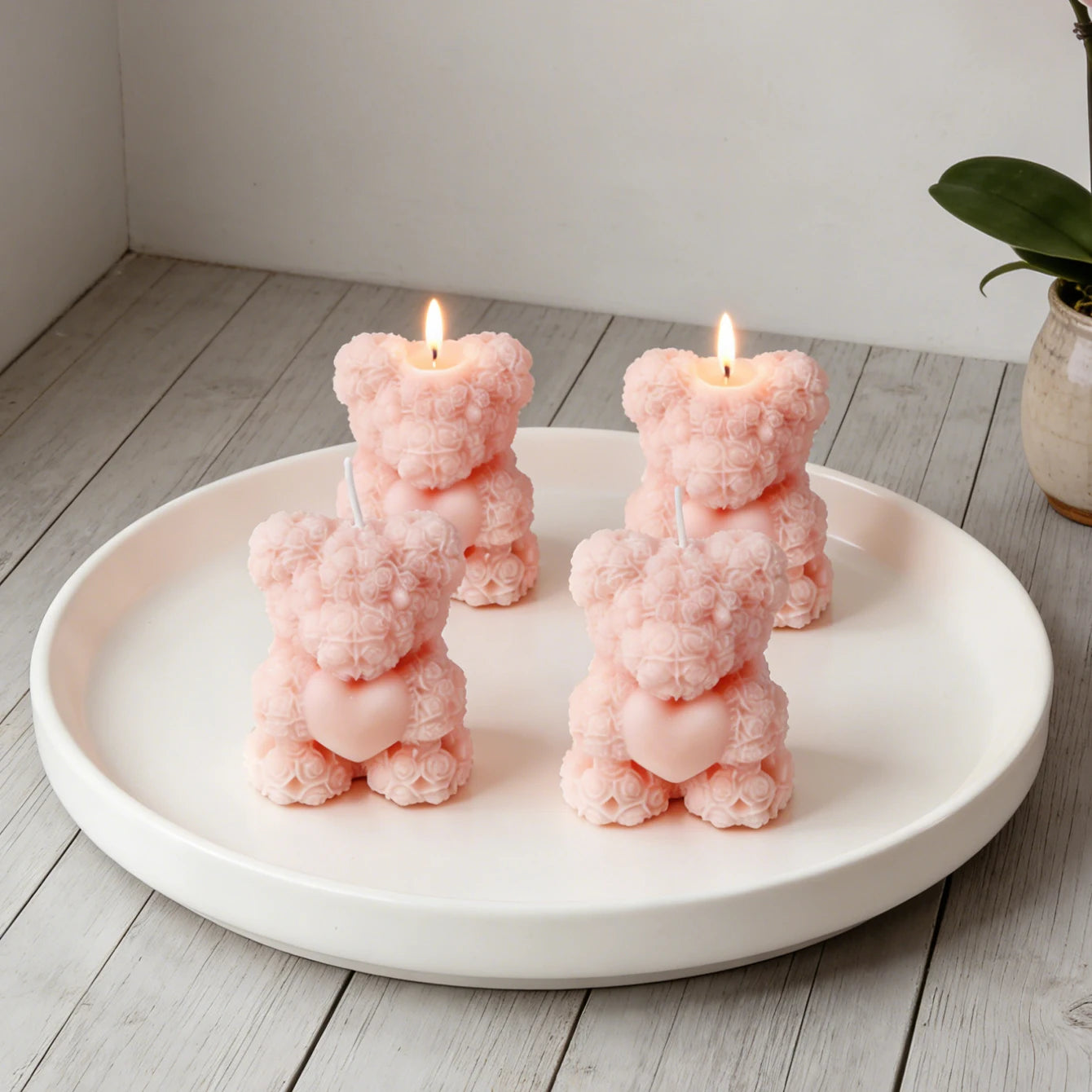 Rose Bear Scented Candles - Cute Decorations & Handmade Gifts for Women / Friends, Ideal for Wedding Souvenirs,  Valentine's Day