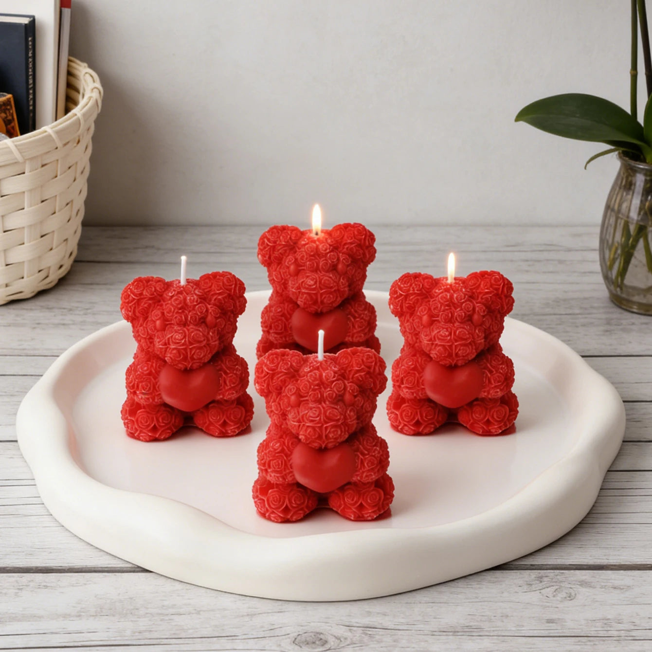 Rose Bear Scented Candles - Cute Decorations & Handmade Gifts for Women / Friends, Ideal for Wedding Souvenirs,  Valentine's Day
