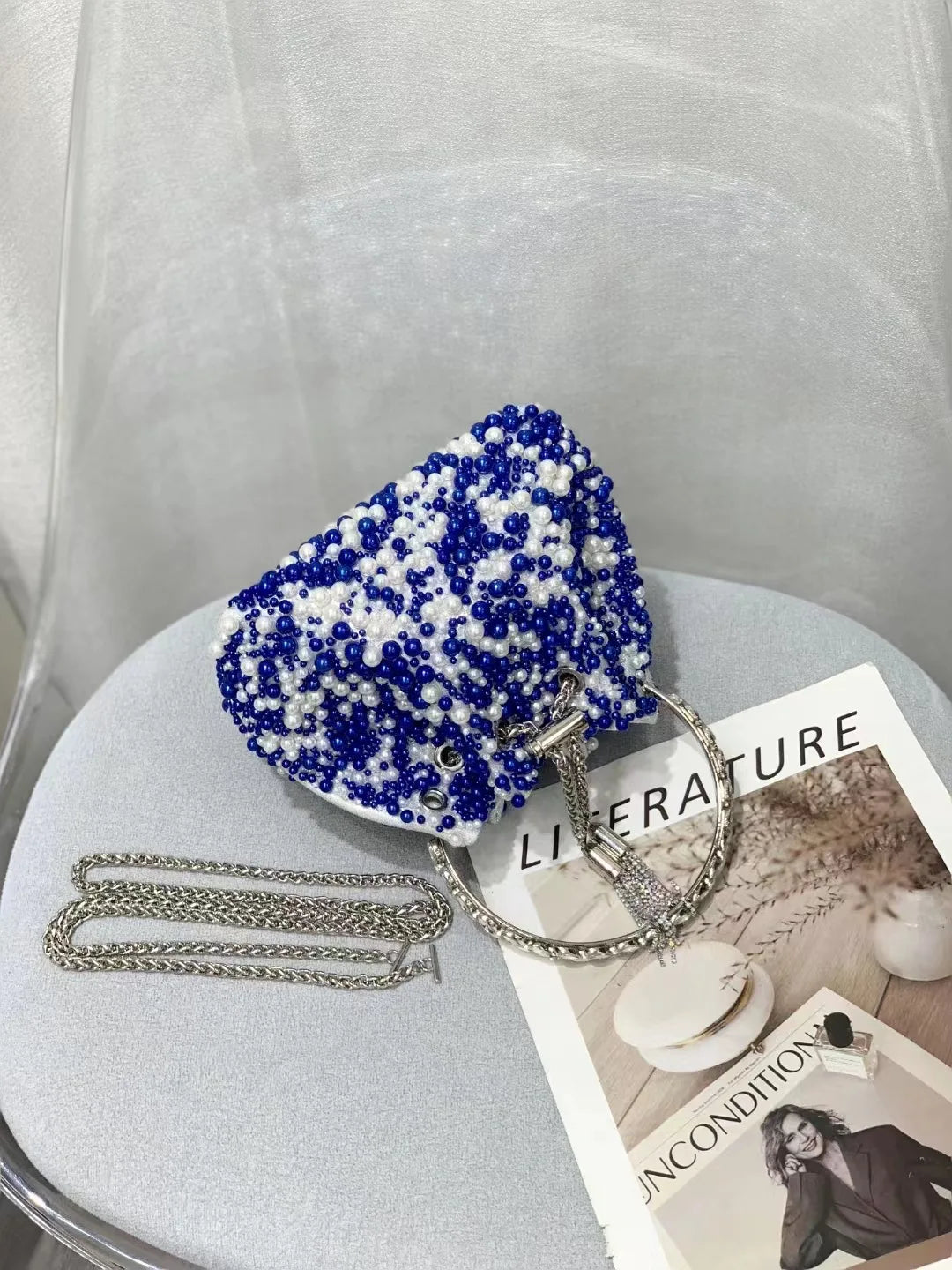 Luxury Designer Colorful Stones Evening Clutch Bag Wedding Party Bucket Purse Metal Handle Women Handbag Shoulder Messenger Bag
