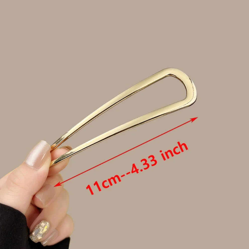 Vintage Metal U-Shaped Hair Fork Fashion Geometric Irregular Alloy Hairpin Clips Headwear Women Girls Simple Hair Sticks Gifts