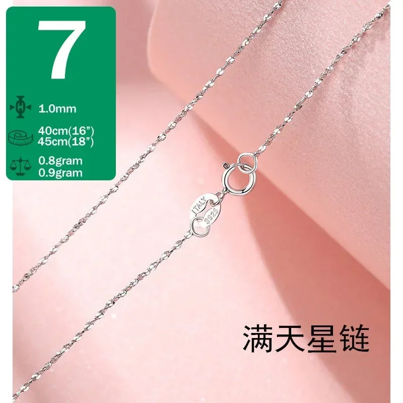 TrustDavis Real 925 Sterling Silver Necklace Water-wave Snake Beads Box Chain 40/45cm Necklace For Woman Necklace Jewelry DC25