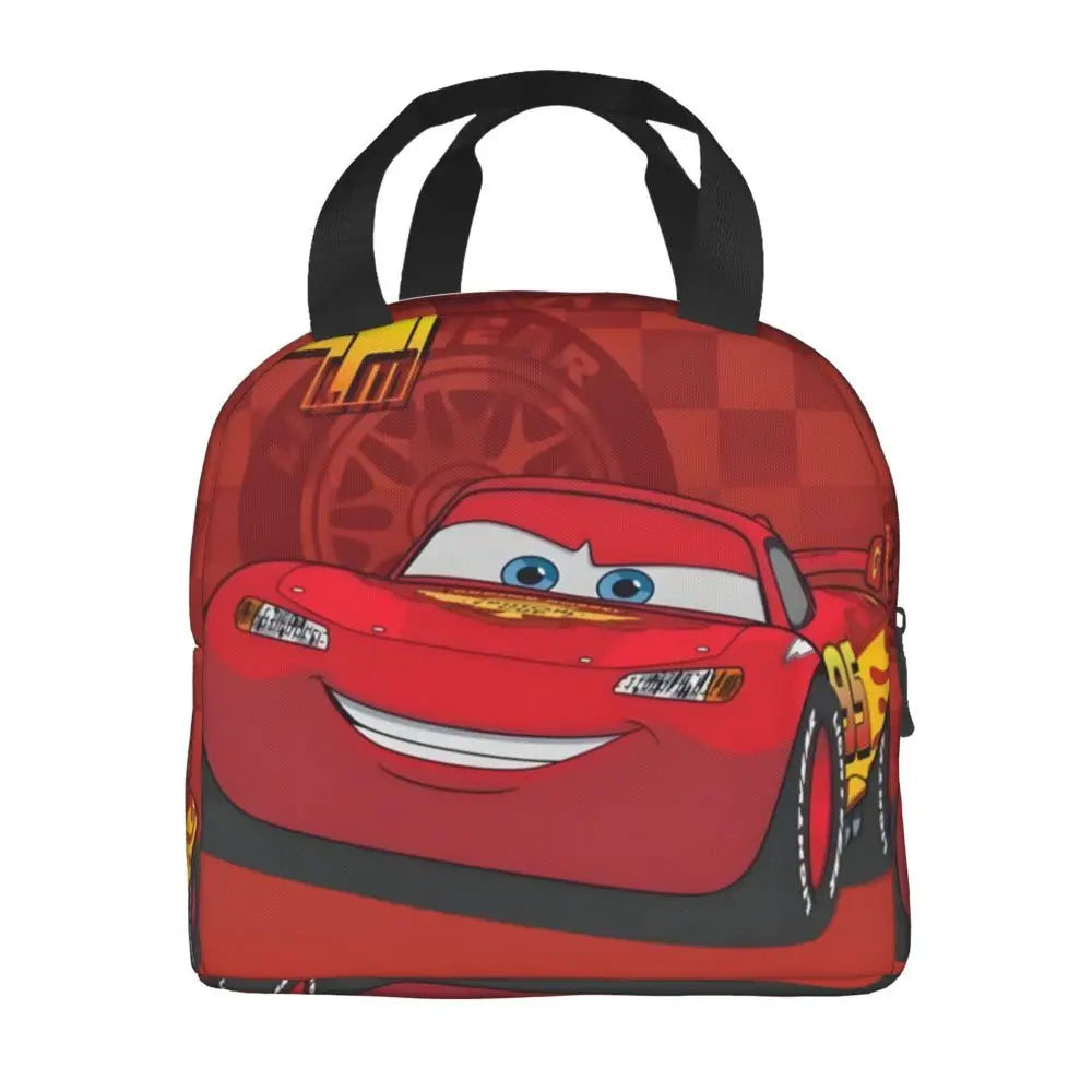 Custom Car 95 Lightning Mcqueen Insulated Lunch Bag for Women Resuable Racing Car Thermal Cooler Bento Box Office Picnic Travel
