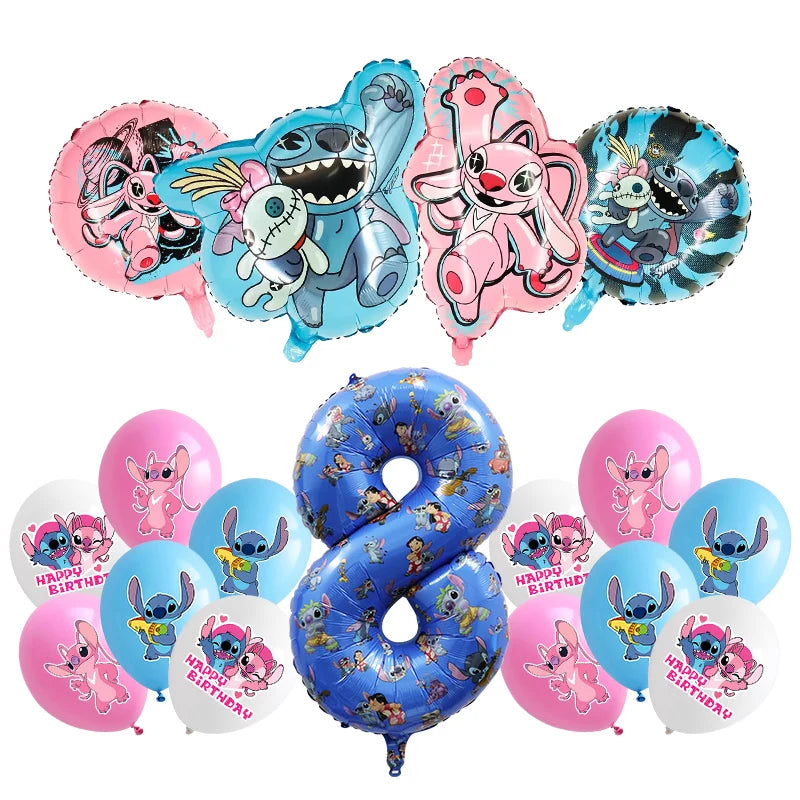New Stitch Birthday Party Decoration Foil Latex Balloon With Pattern For Kids Event Supplies Disposable Tableware Plate Backdrop