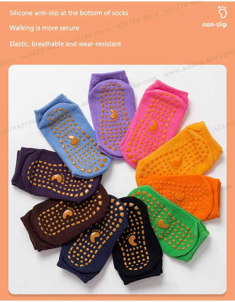 Kids Adults Anti-Slip Floor Socks Parent-Child Trampoline Cotton Breathable Socks Elasticity Sports Boys Girls Outside Children