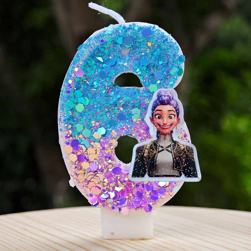 New Kpop Demon Hunters Theme Candle Number 0-9 Birthday Party Cake Decoration Cartoon Baby Shower Supplies Kids Gifts