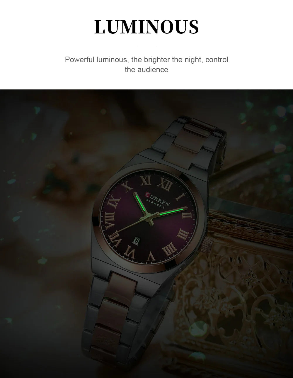CURREN Fashionable Quartz Watches for Women Roman Numerals Simple Elegant Stainless Steel Braclete Ladies Wristwatch
