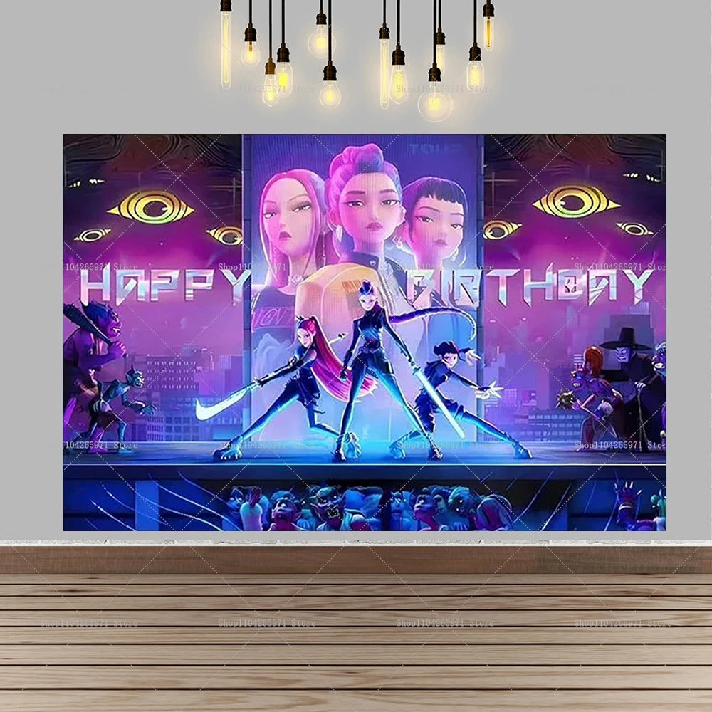 KPOP Witch Hunters Coven Girl Group Backdrop Magic Fantasy Party Theme Girls Adult Birthday Decor Photo Background Supplies