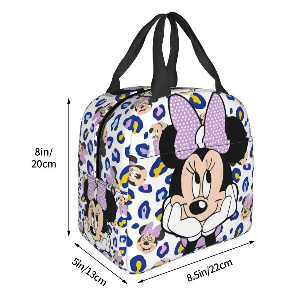 Custom Mickey Pink Minnie Mouse Lunch Bag Women Creative Design Cooler Warm Insulated Lunch Box for Kids School